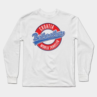 Croatia backpacker world traveler logo Long Sleeve T-Shirt